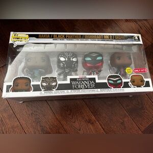 Funko Black Panther Wakanda Forever 4-Pack (black, white, red, teal, gold)